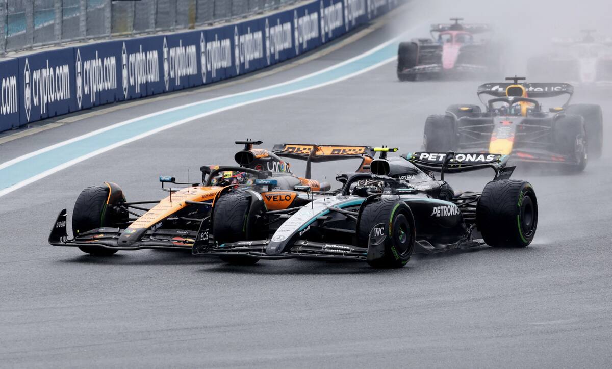 Oscar Piastri y Kimi Antonelli en el Gran Premio de Miami 2025. Foto: Reuters/Marco Bello.
