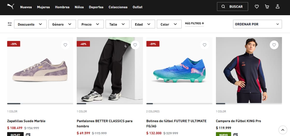 Outlet online de Puma. Foto: PUMA.