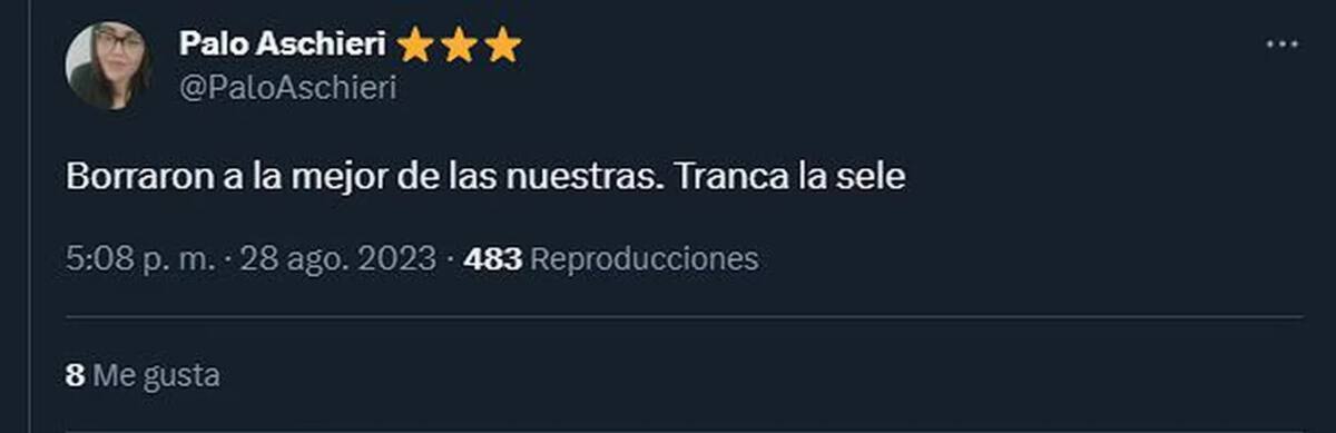 @PaloAschieri publicó ese mensaje y Yamila le dio "me gusta". Foto: Twitter @PaloAschieri