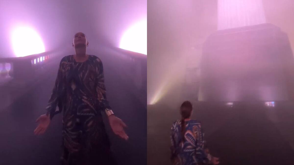 Pampita en el Cristo Redentor de Río de Janeiro. Foto: captura video.