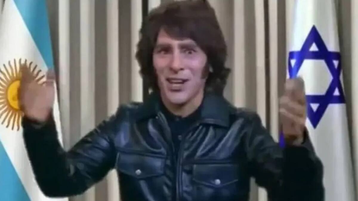 Parodia a Javier Milei en la televisión de Israel. Foto: Captura de video.