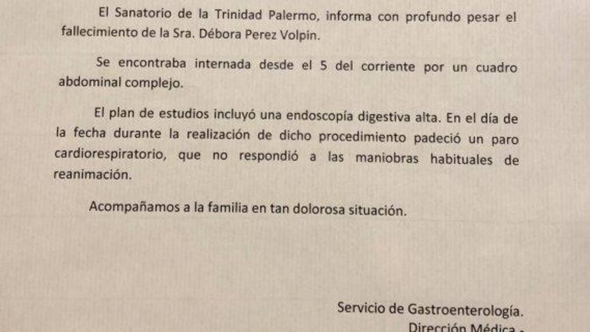 Parte médico - Débora Pérez Volpin