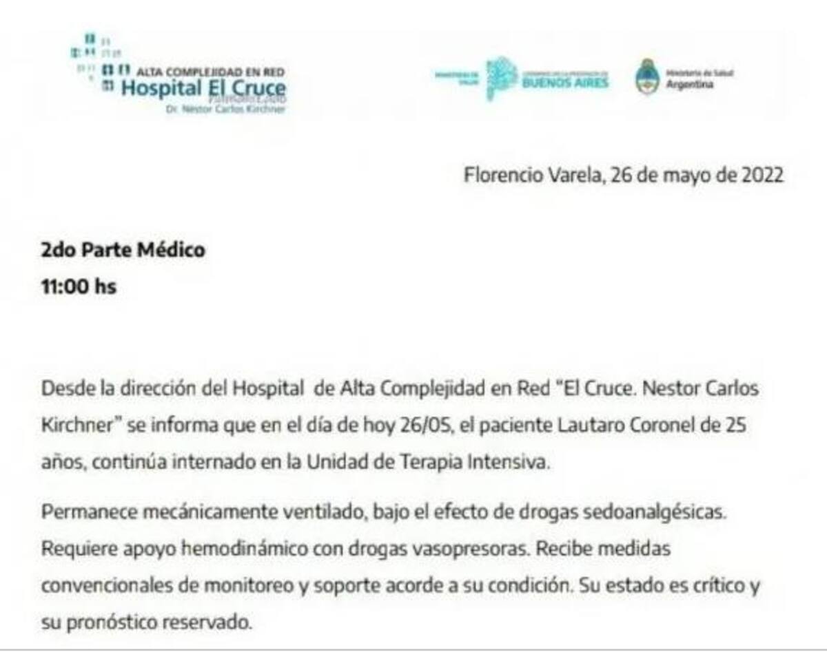 Parte médico de El Noba 26-05-2022.