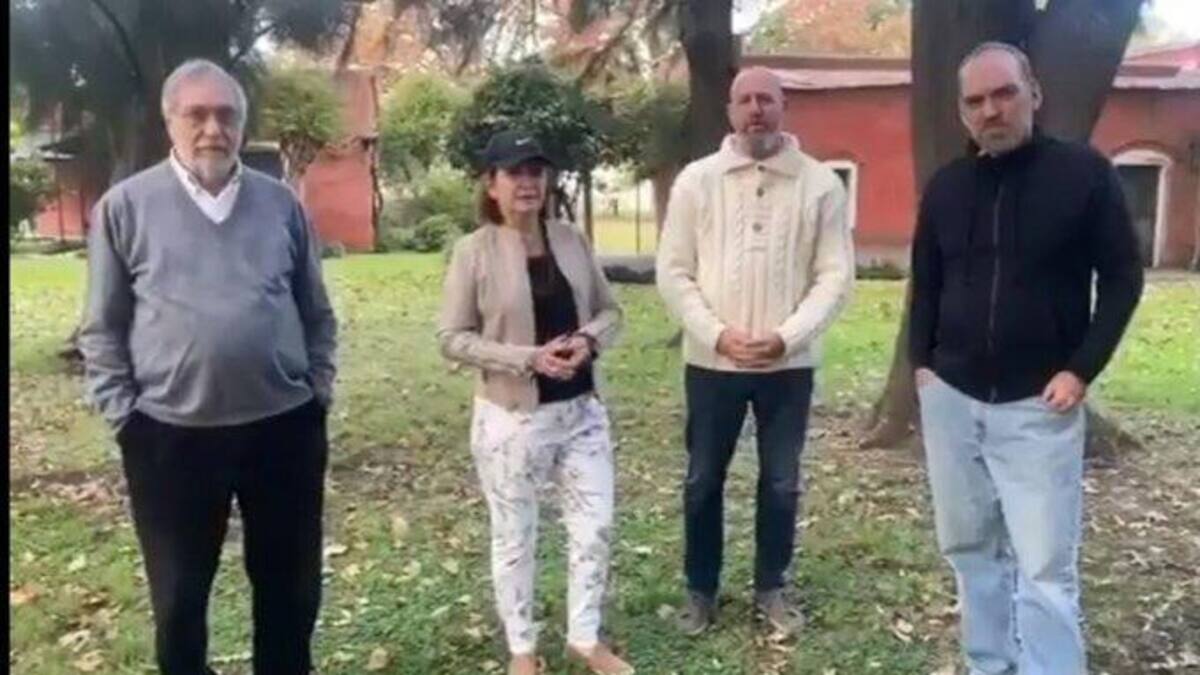 Patricia Bullrich, Waldo Wolff, Ricardo Bransoni y Fernando Iglesias, en la previa a la reunión de la mesa nacional de Juntos por el Cambio