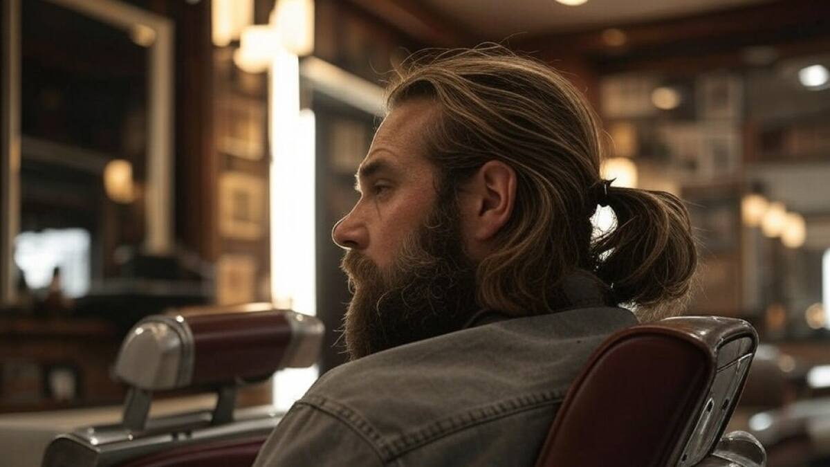 Pelo largo; corte de pelo; hombre. Foto: Grok.