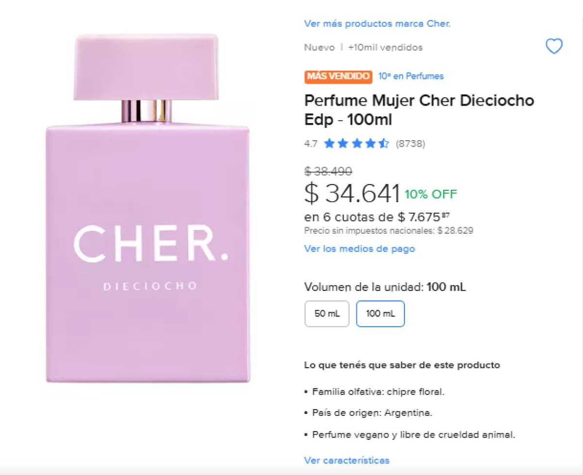 Perfumes nacionales que son dupes de importados. Foto Mercado Libre