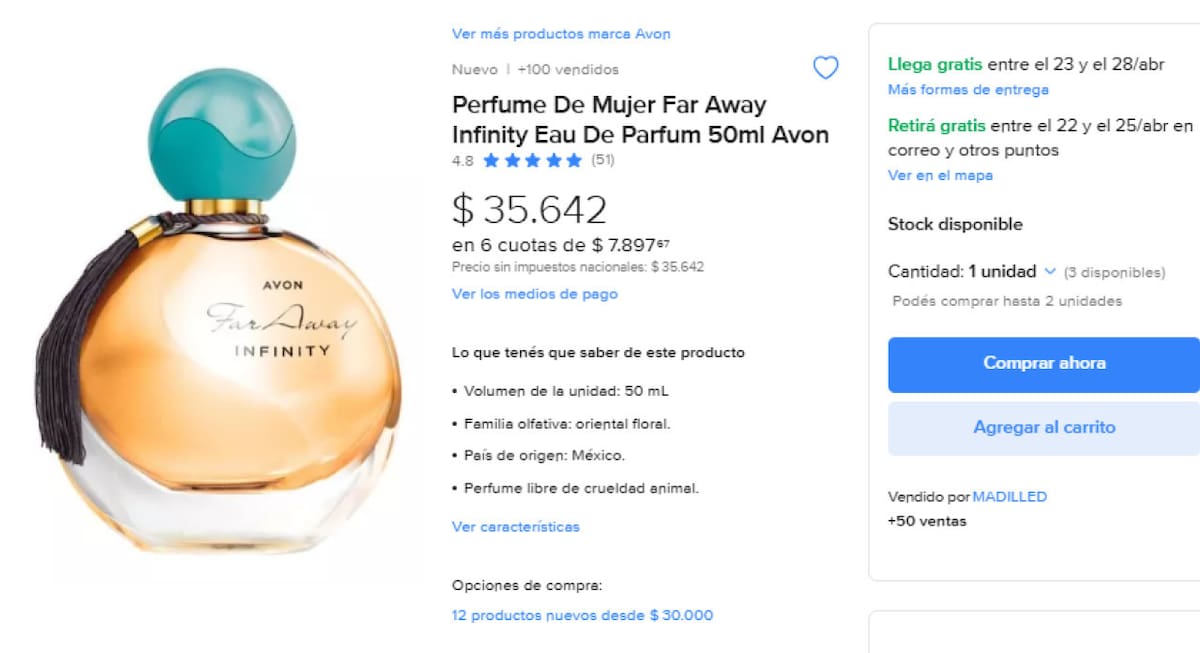 Perfumes nacionales que son dupes de importados. Foto Mercado Libre