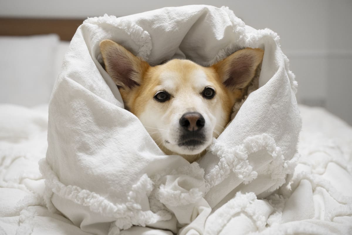 Perro abrigado, ola de frío. Foto: Freepik