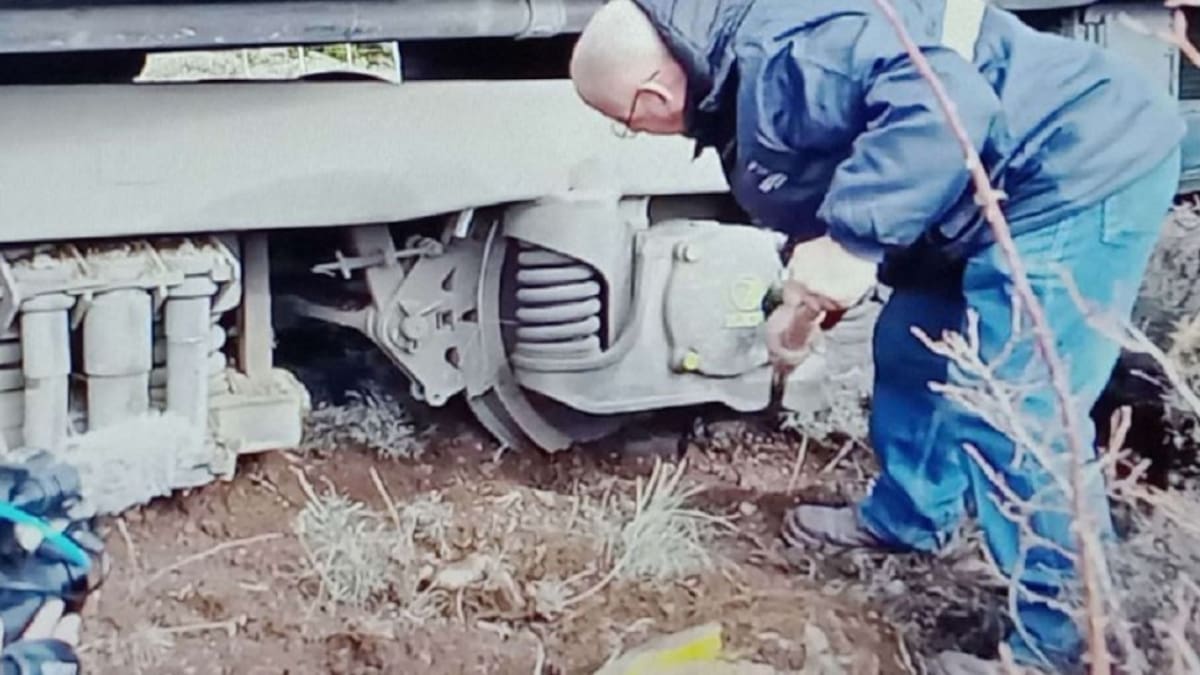 Personal de la empresa trabajó para colocar la locomotora sobre las vías. Foto: NA.