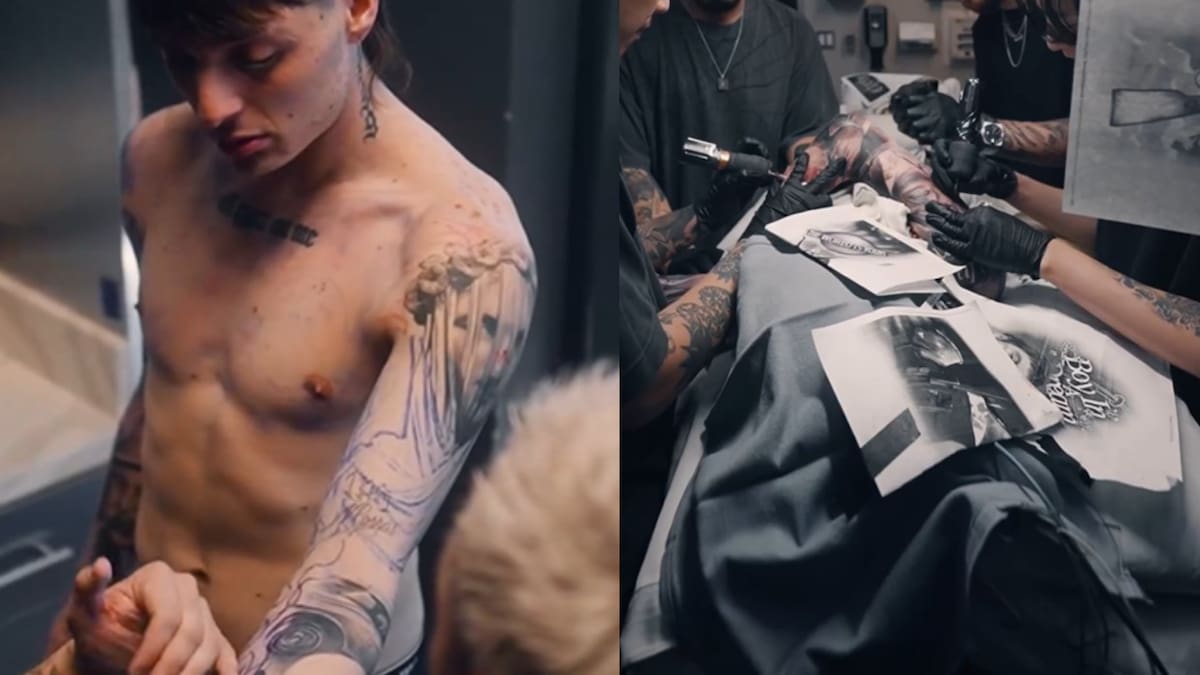 Peso Pluma utilizó anestesia para tatuarse. Foto: captura video.