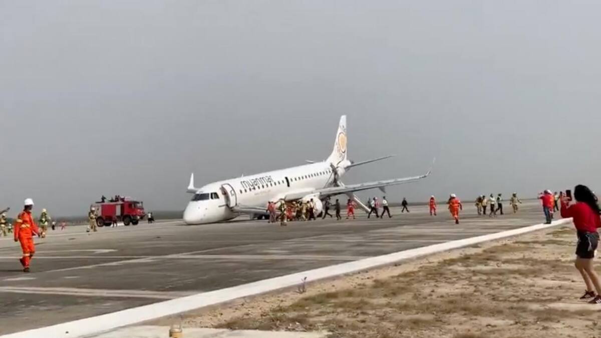 Piloto héroe: avión de pasajeros aterrizó "de panza" en Myanmar