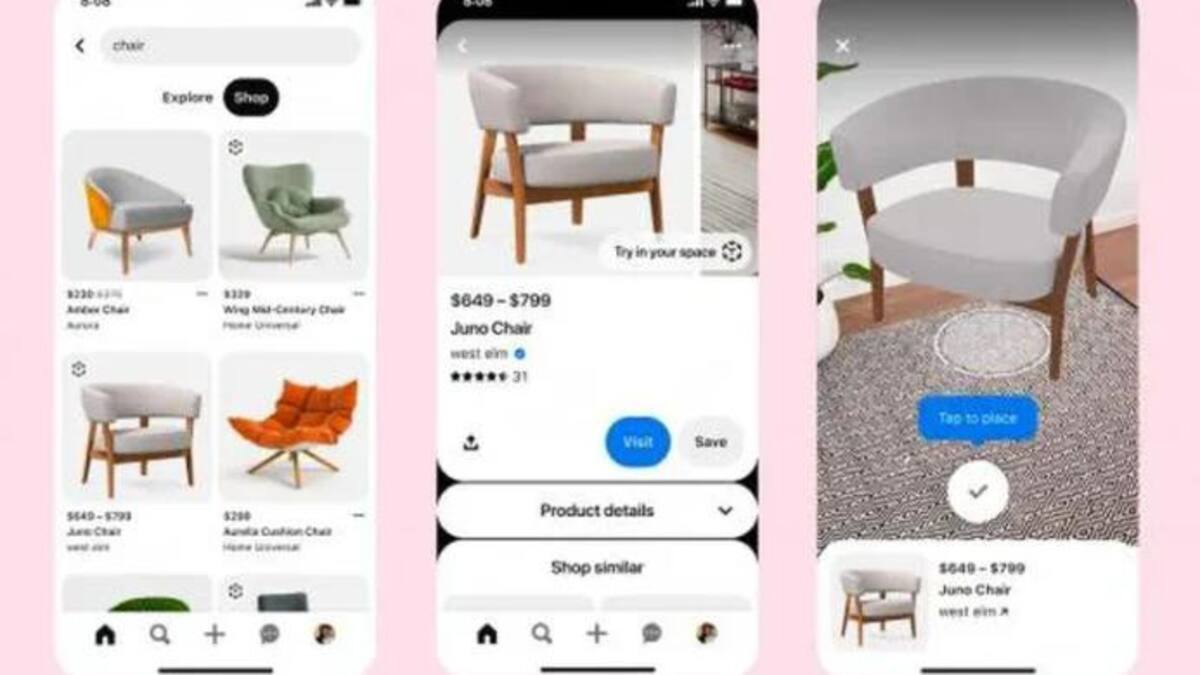 Pinterest implementa realidad aumentada para ver cómo quedarían los muebles en el hogar