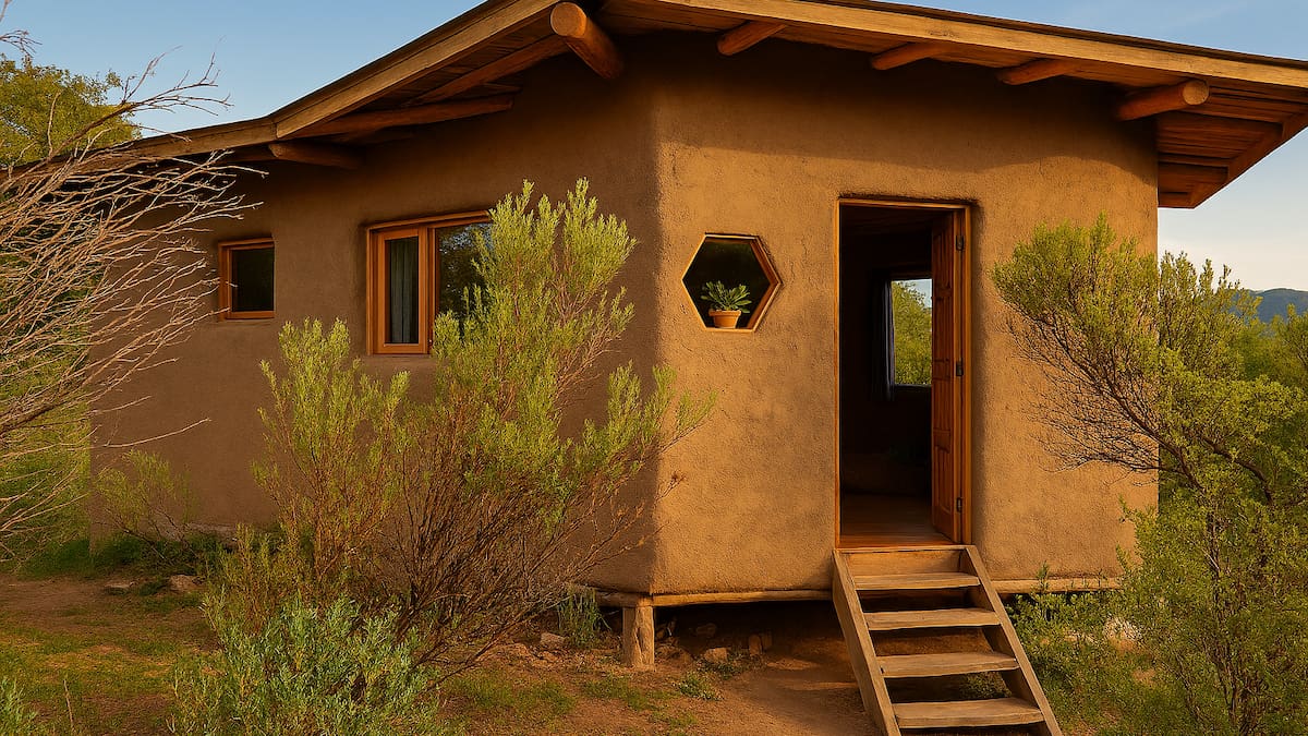 Bioconstrucción en las sierras de Córdoba: una mujer levantó su propia casa de barro, paja y madera para vivir con su hijo