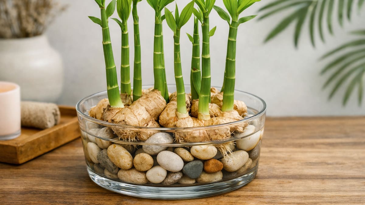 Plantas, decoración, hogar, bambú.
