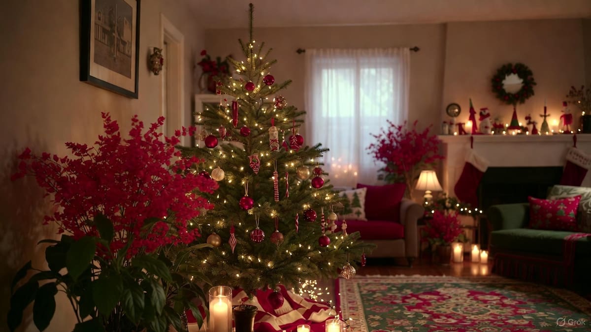Plantas, decoración, navidad.