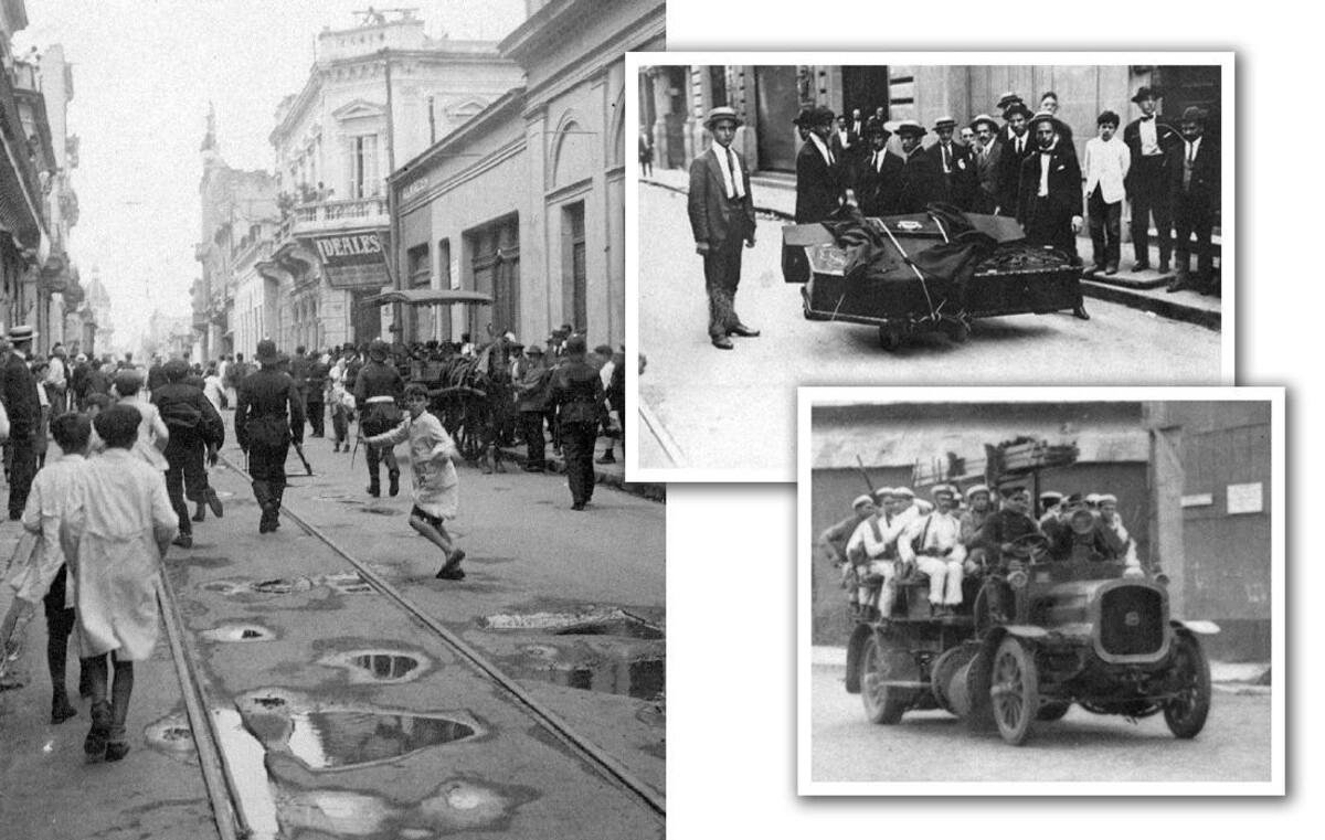 Pogrom contra judíos, familia llevando