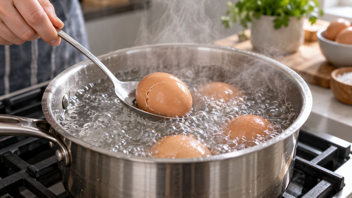 Poner los huevos directamente en agua hirviendo puede afectar su textura