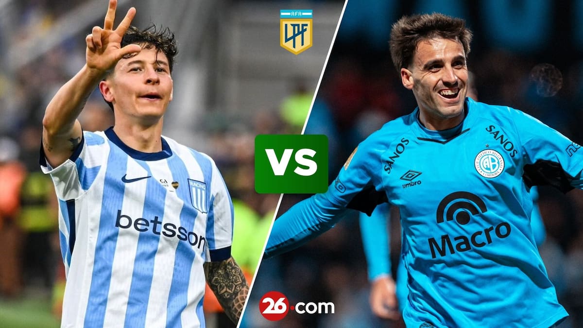 Portada del partido Racing vs Belgrano por el Torneo Clausura 2026.