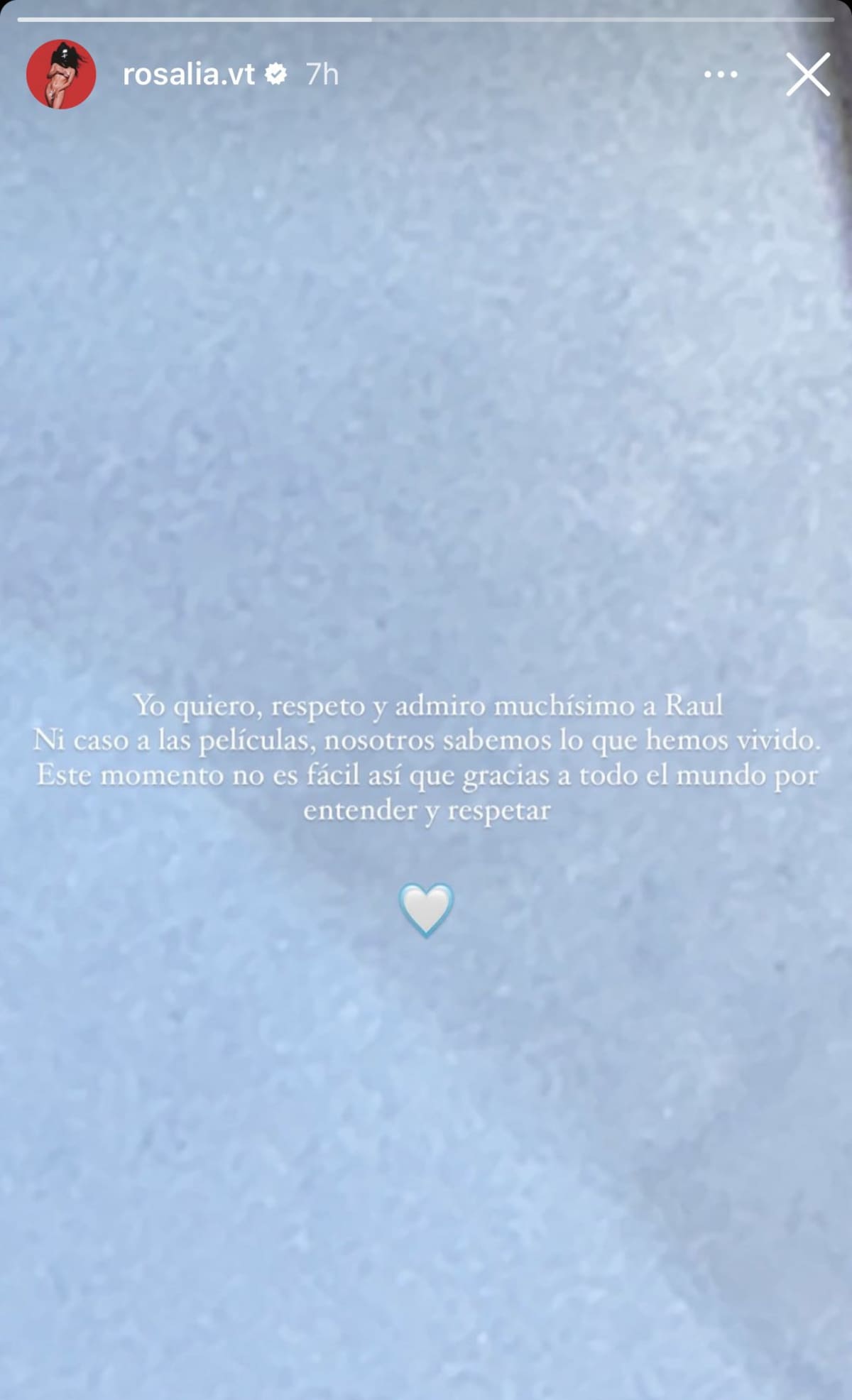 Posteo de Rosalia tras la separación de Rauw Alejandro. Foto: @rosalia.vt