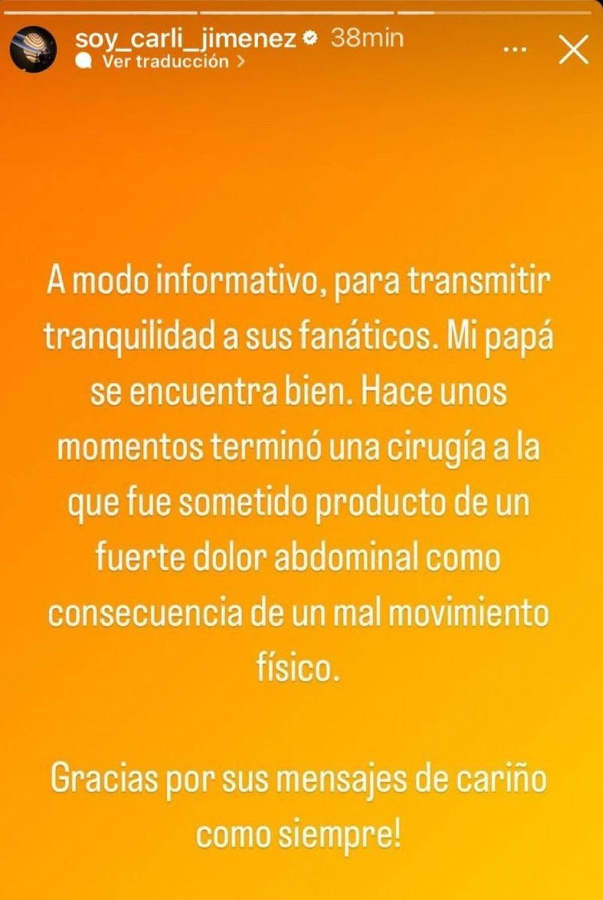 Posteo del hijo de la Mona Jimenez sobre la salud del cordobés.