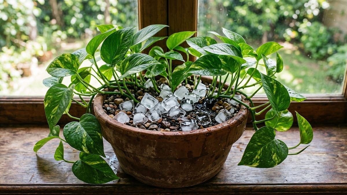 Los jardineros coinciden: por qué recomiendan poner cubitos de hielo en el potus