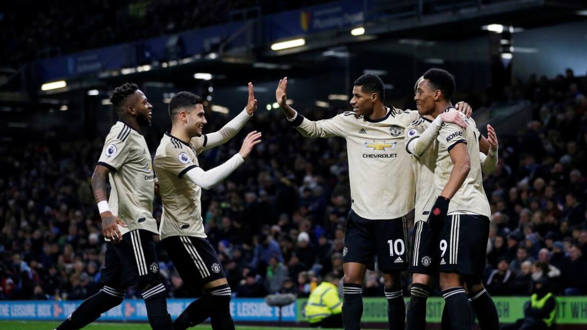 Premier League, Festejo del Manchester United ante el Burnley, REUTERS