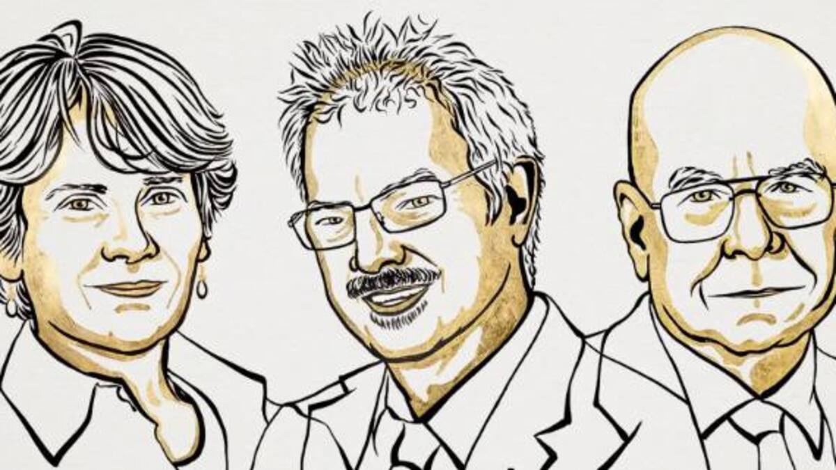 Premio Nobel de Química 2022 para Carolyn R. Bertozzi, Morten Meldal y K. Barry Sharpless. Foto: Premio Nobel.