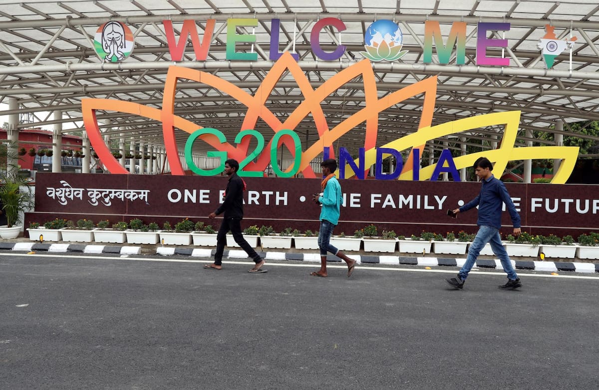 Preparativos en Nueva Delhi para la cumbre del G20. Foto: EFE