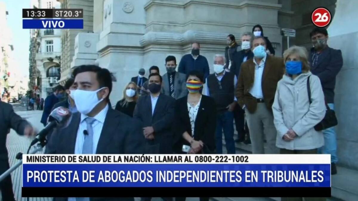 Protesta de abogados en Tribunales, coronavirus en Argentina, Canal 26