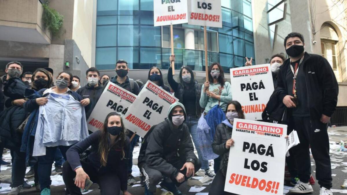 Protesta de empleados de Garbarino, Foto: NA.
