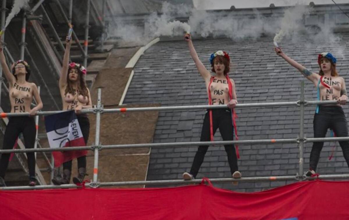 Protesta feminista contra Le Pen