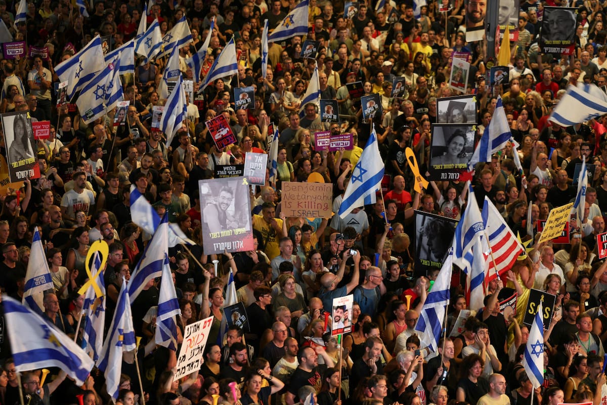 Protestas en Israel para exigir una tregua. Foto: Reuters