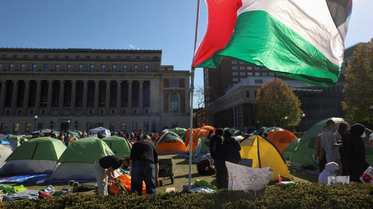 Protestas en los campus de Nueva York. Foto: Reuters.