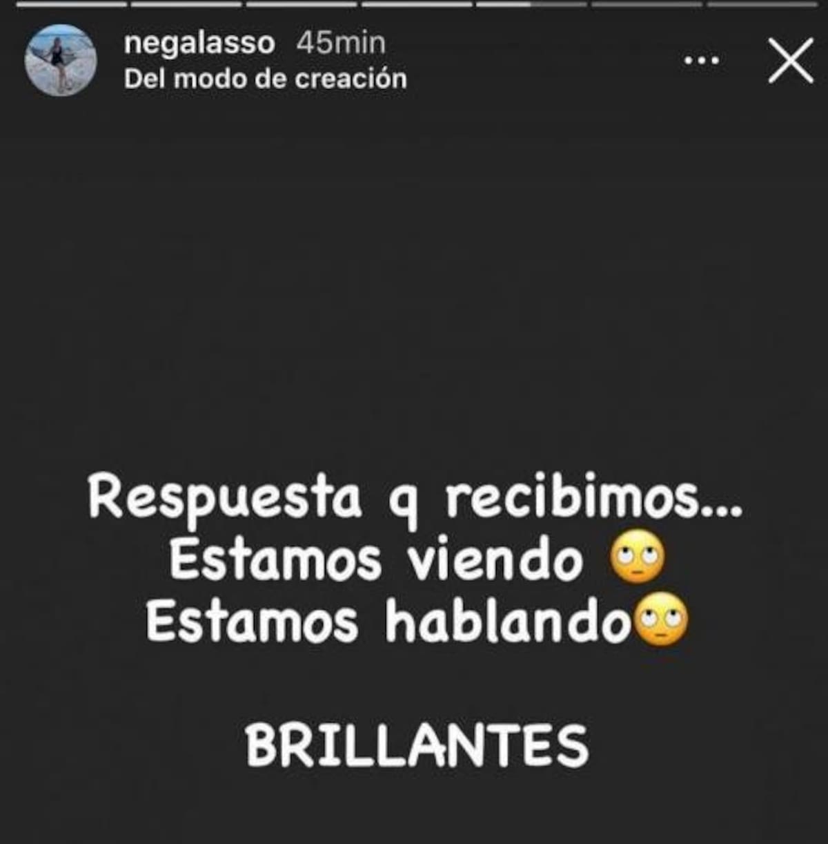 Publicación en Instagram de esposa de Esteban Andrada, captura