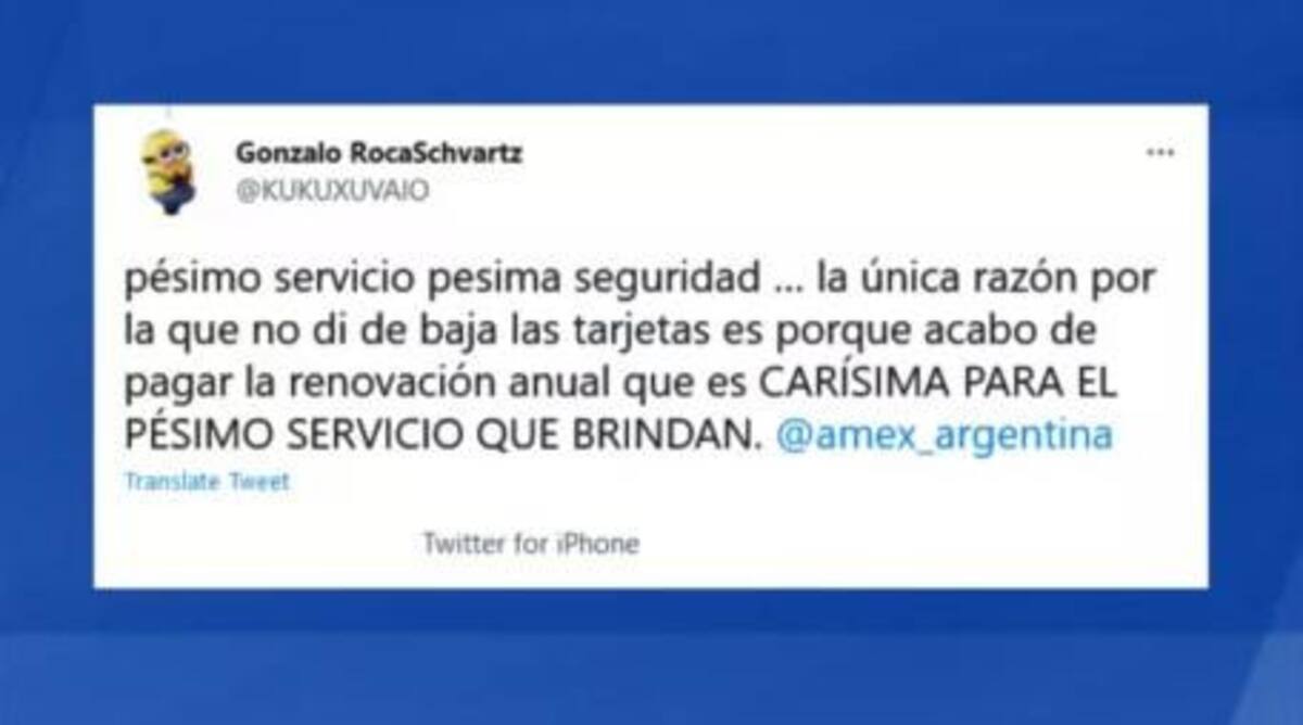 Quejas de usuarios por las tarjetas de American Express. Foto: Twitter.