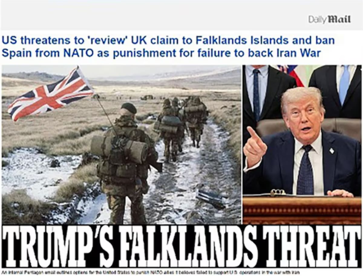 Reacción de la prensa inglesa tras la advertencia de EEUU sobre las Islas Malvinas.