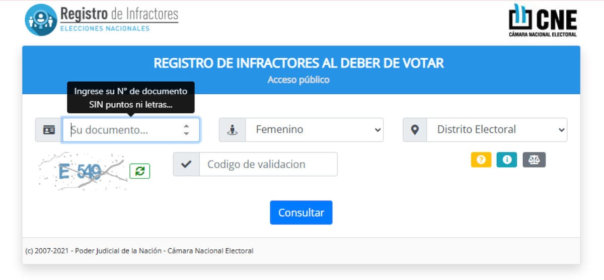 Registro de Infractores.