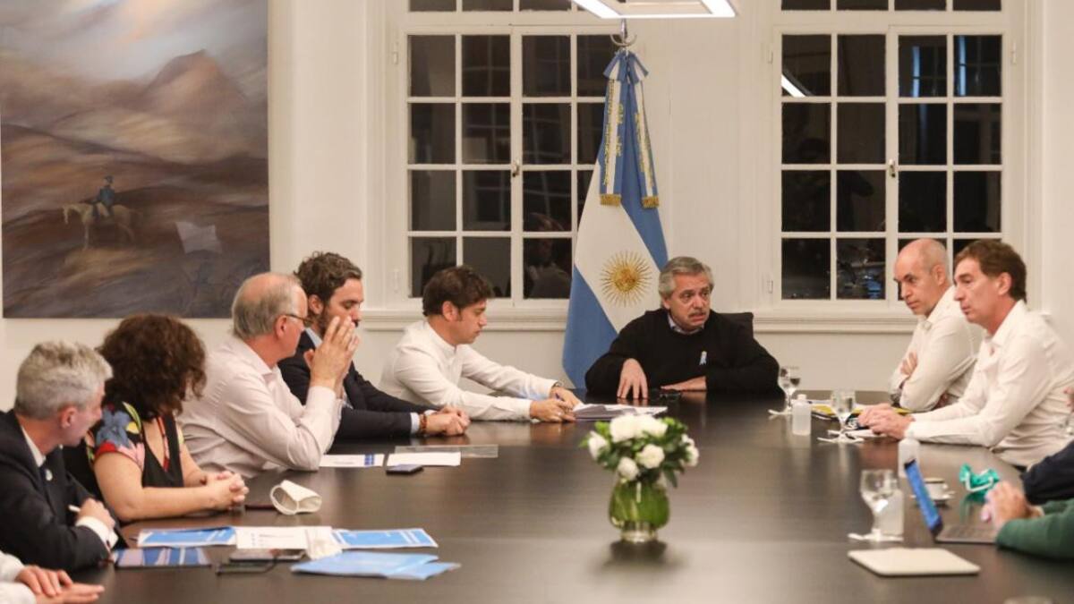 Reunión de Alberto Fernández con Axel Kicillof y Horacio Rodríguez Larreta