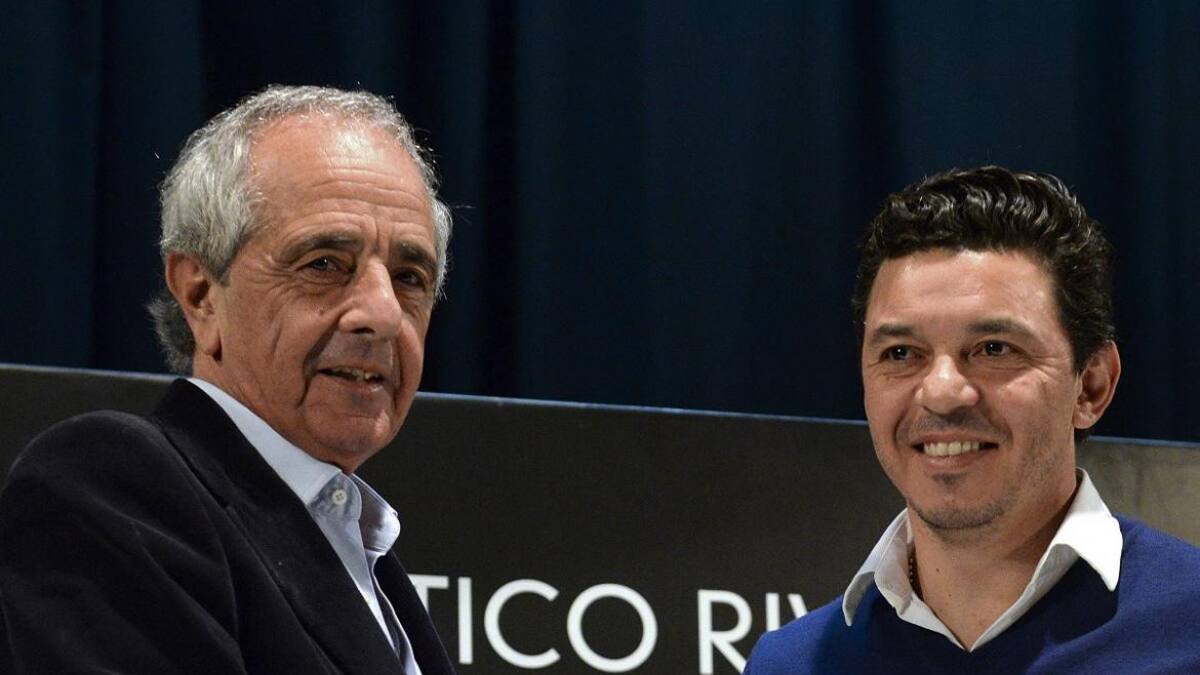 Rodolfo D Onofrio, presidente de River Plate, Marcelo Gallardo, DT de River Plate, NA
