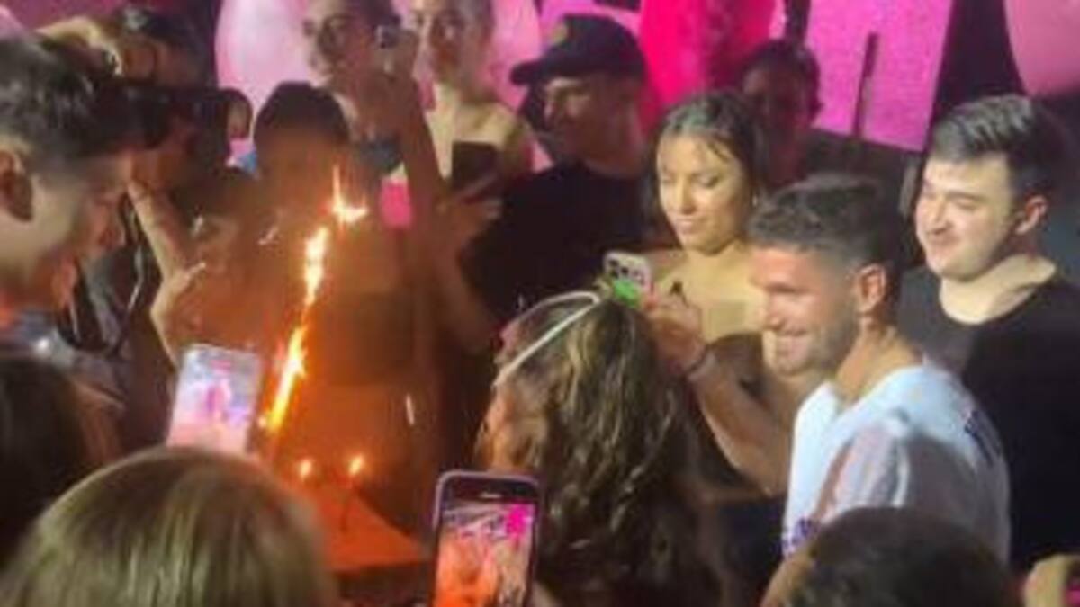 Rodrigo De Paul en el cumple de Tini Stoessel. Foto: captura de video.