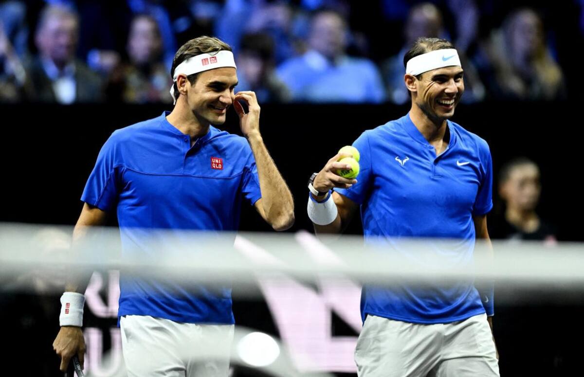 Roger Federar y Rafael Nadal en la Laver Cup. Foto: Reuters.