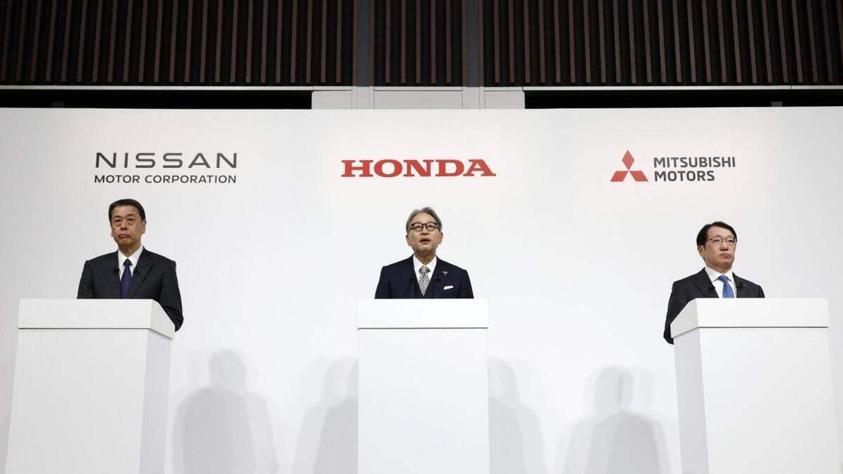 Rueda de prensa conjunta entre Nissan Motor, Honda Motor y Mitsubishi Motors. EFE