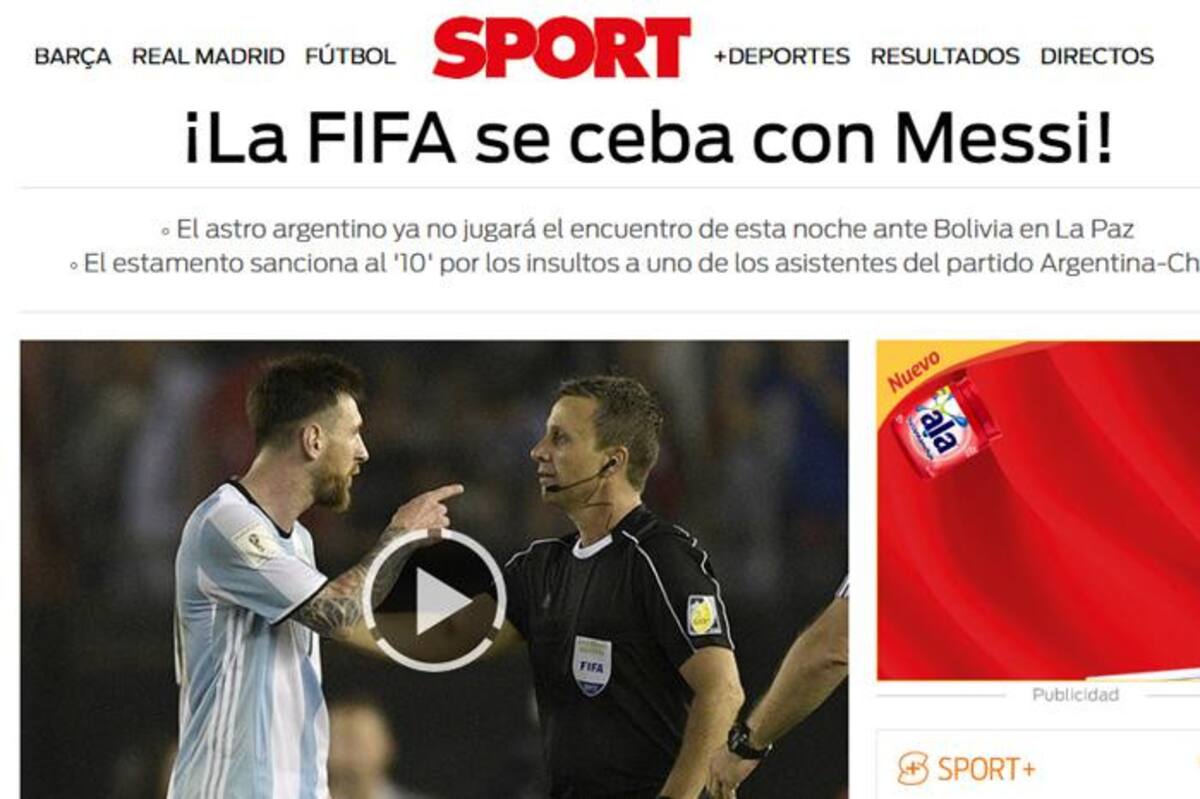 Sanción a Messi en los medios del Mundo
