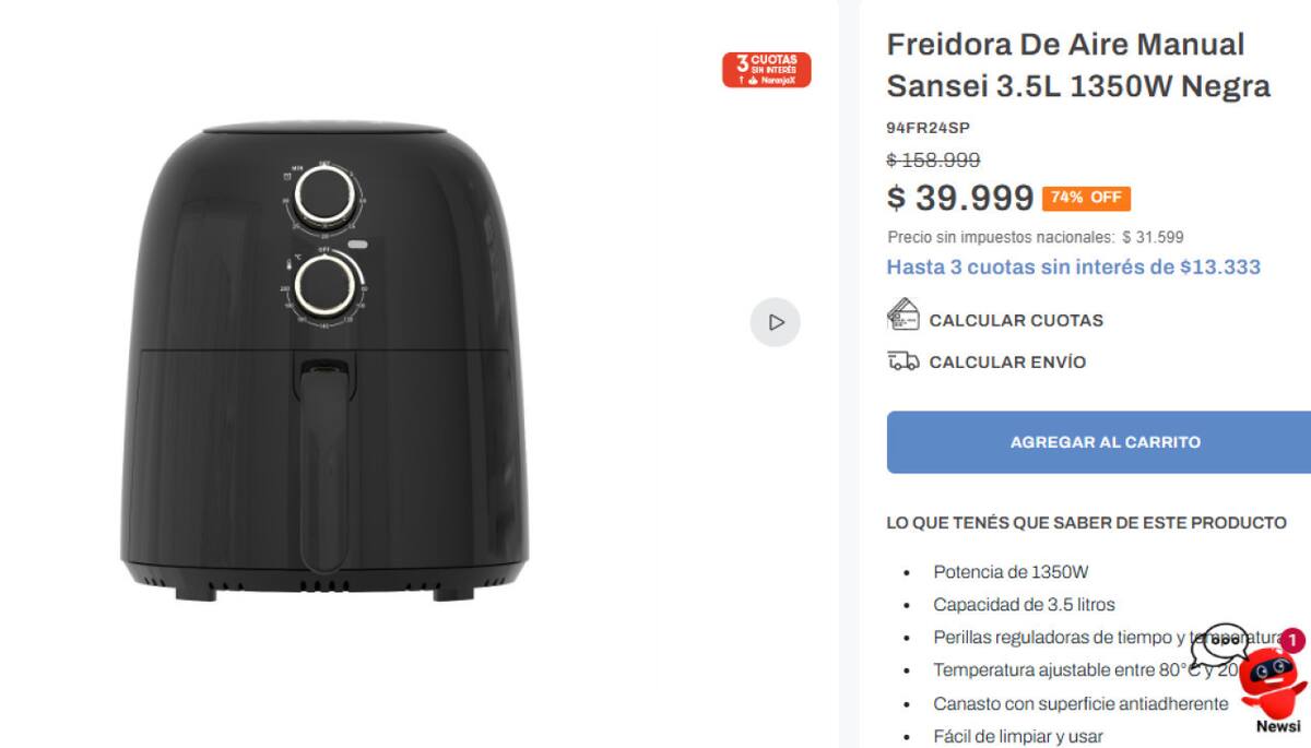 Sansei 3.5L manual. Foto Tienda Newsan