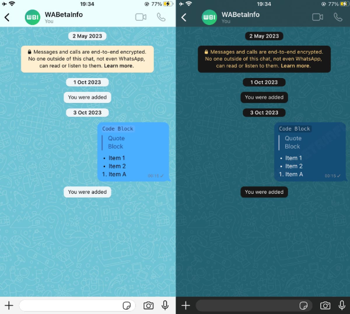 Se podrá cambiar de color las burbujas de chat de WhatsApp. Foto: X/ WABetaInfo.