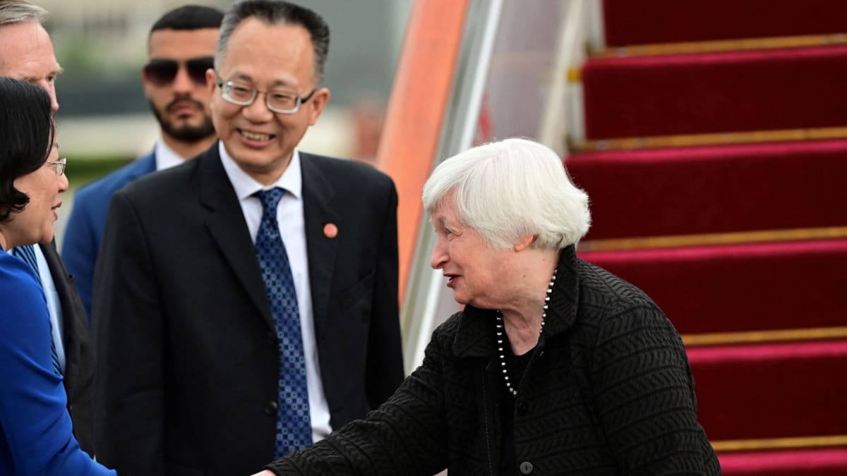Llegada de Janet Yellen a Pekín. Foto: Reuters.