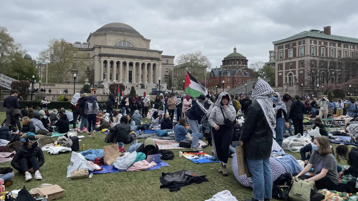 Sentada propalestina en la Universidad de Columbia. Foto: EFE.