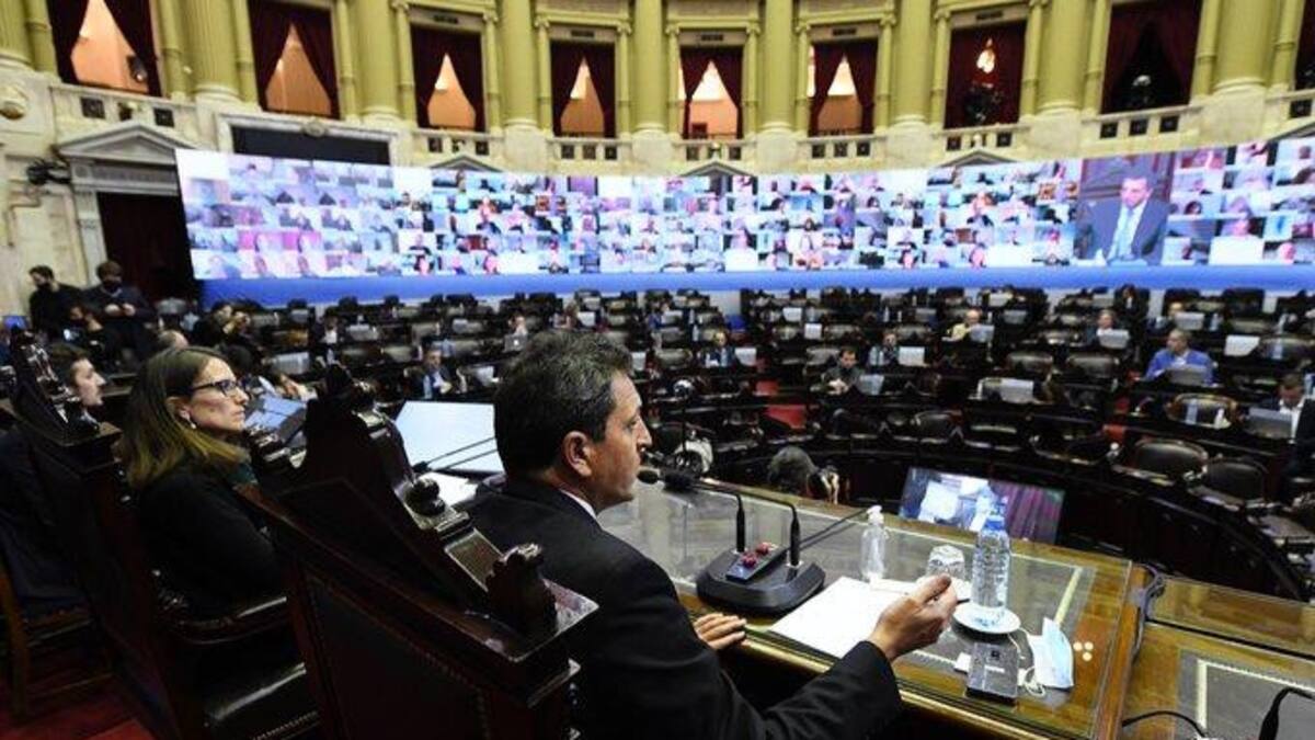 Sergio Massa en simulacro de sesión mixta en Diputados