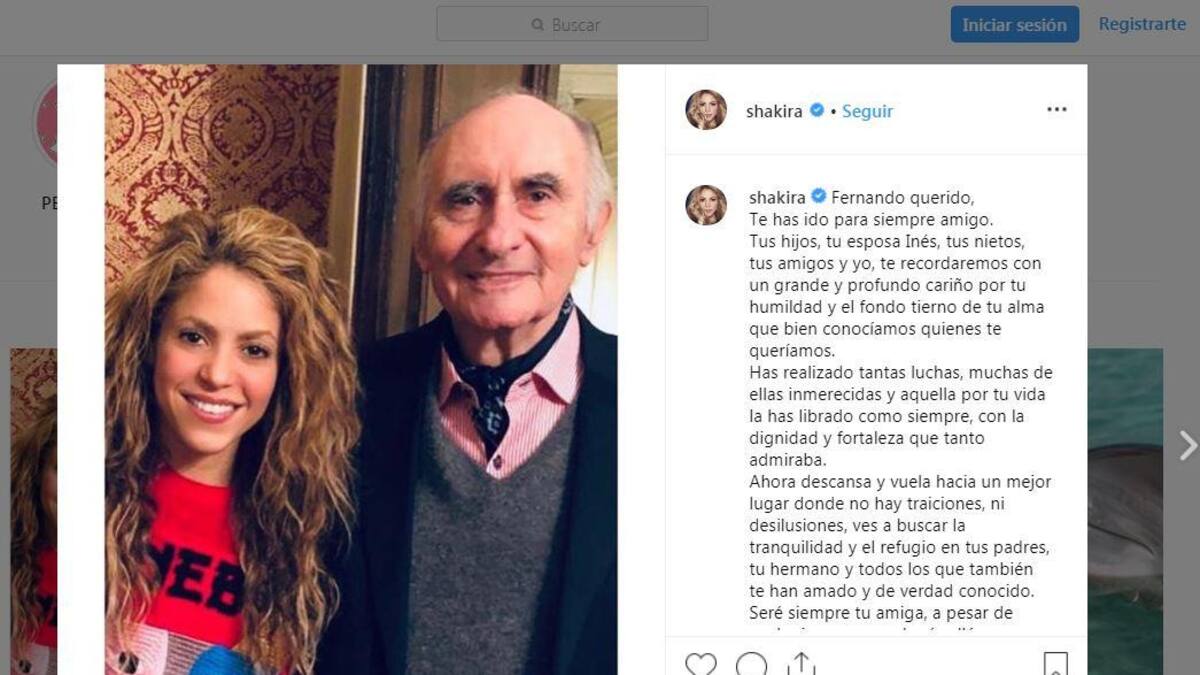 Shakira mensaje por muerte de Fernando de la Rúa, INSTAGRAM