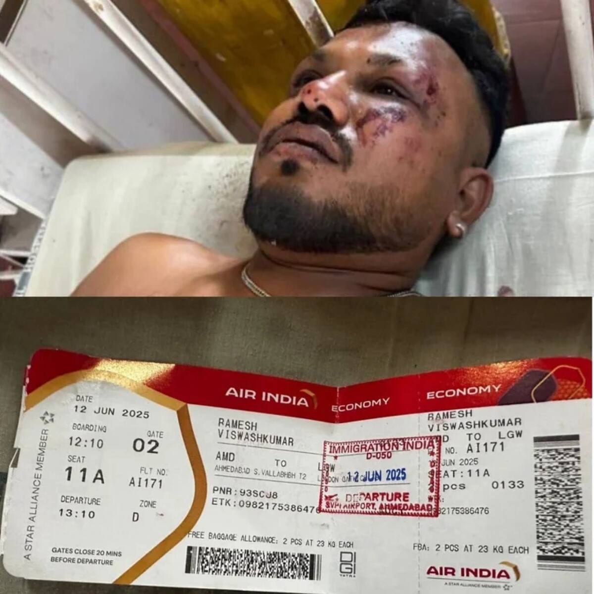 Sobreviviente en el accidente de India. Fuente: NA